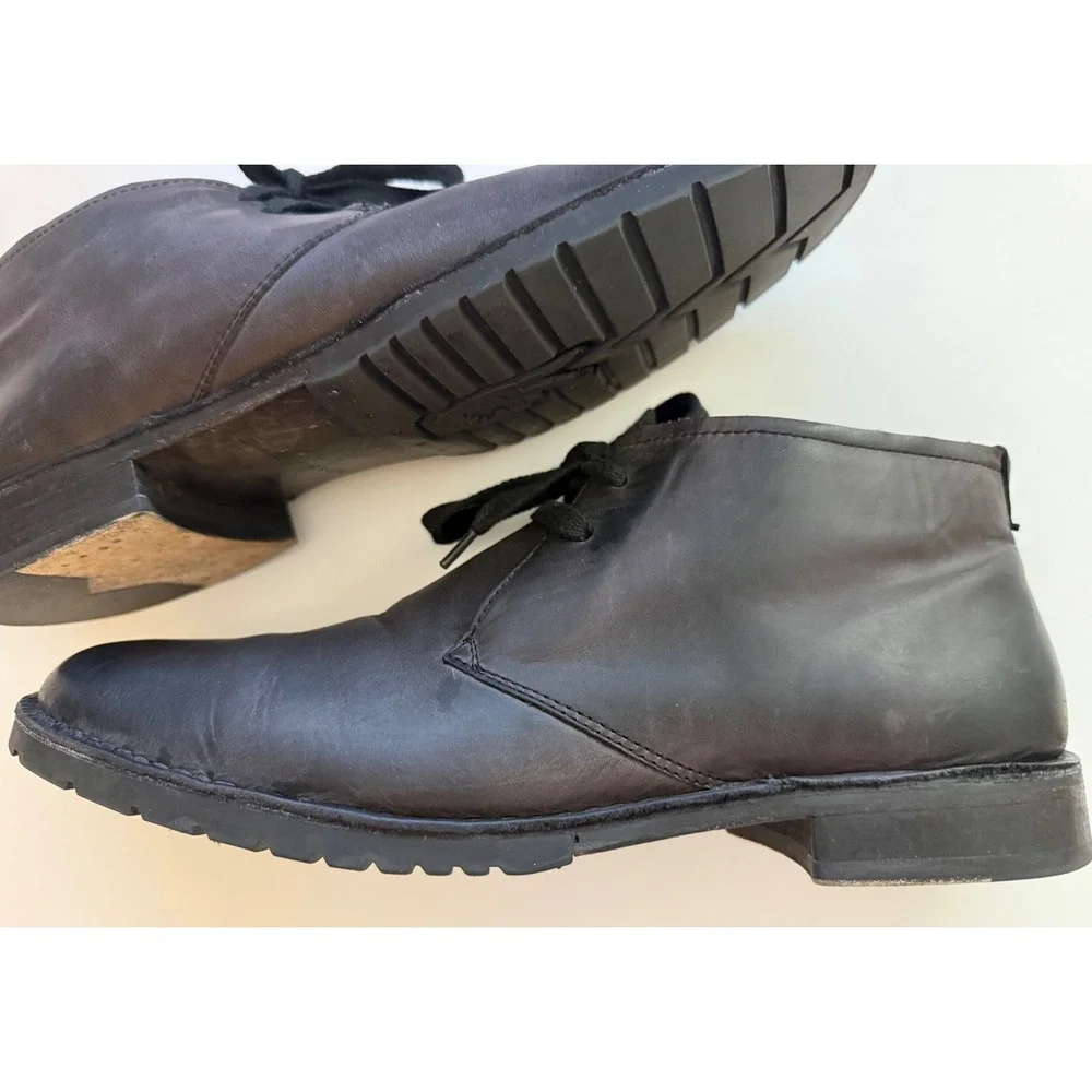 John Varvatos Leather Hipster Ankle Boot Mens Size 11M Dark Gray Lace-Up